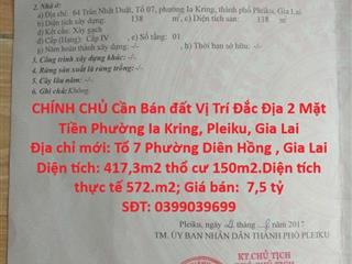 VỊ TRÍ ĐẸP - GIÁ TỐT -CHÍNH CHỦ Cần Bán đất Vị Trí Đắc Địa 2 Mặt Tiền Phường Ia Kring,