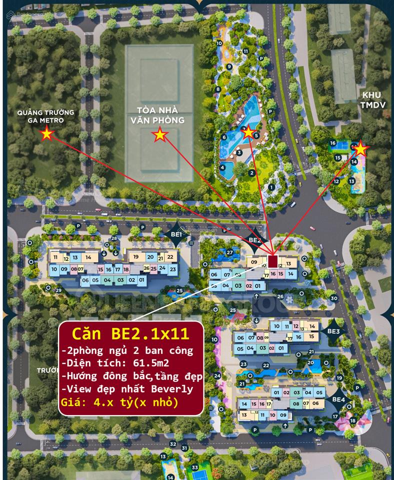 Bán căn hộ 2pn 2 ban công vị trí siêu vip, giá tốt 4.x tỷ tại phân khu beverly