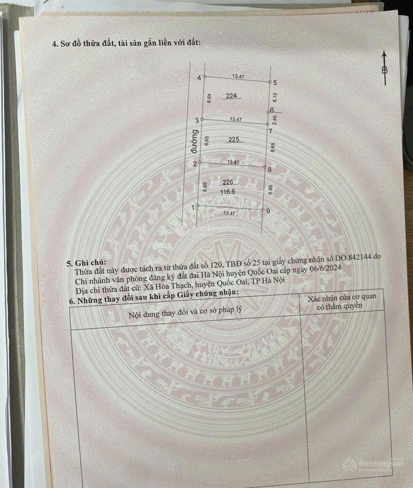 Bán 116m full thổ cư, mặt tiền hơn 8m quá đẹp. đất thuộc xã hòa thạch, nay là phú cát, hà nội