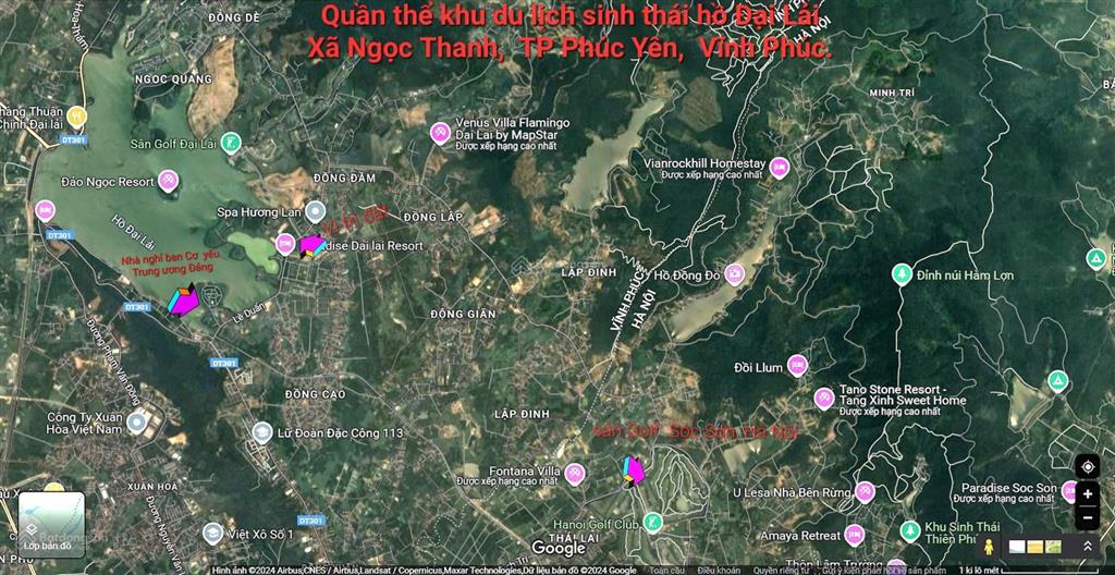 Bán đất vườn thổ cư đối diện cổng sân golf đại lải và khu resort đại lải paradise