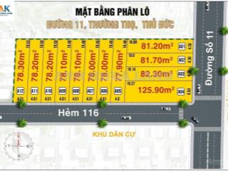 Bán gấp đất full thổ xây được 1 trệt 2 lầu tum đường 11, trường thọ, thủ đức, 6.15 tỷ, 77.9m2