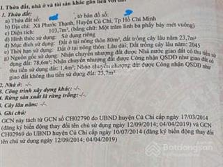 Em bán đất thổ cư 103m2 ( có 80m2 thổ cư) ngang 5 dài 20. gần kênh đông, phước thạnh, củ chi. 800tr