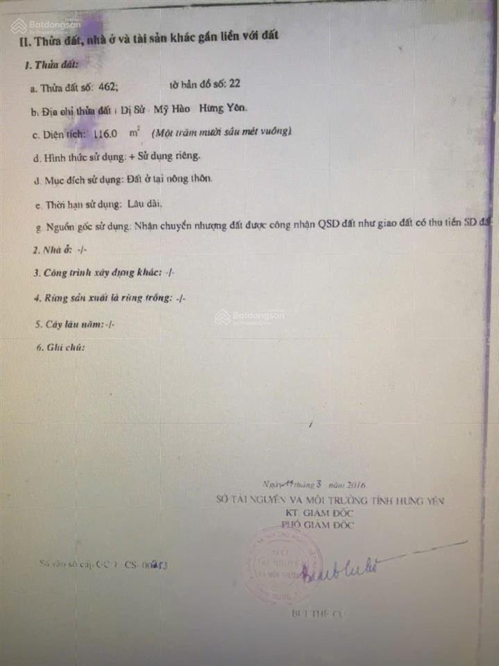 Cần bán gấp 116m2 mặt đường kinh doanh rộng 24m2. tại tổ dân phố sài, phường dị sử, mỹ hào, hy