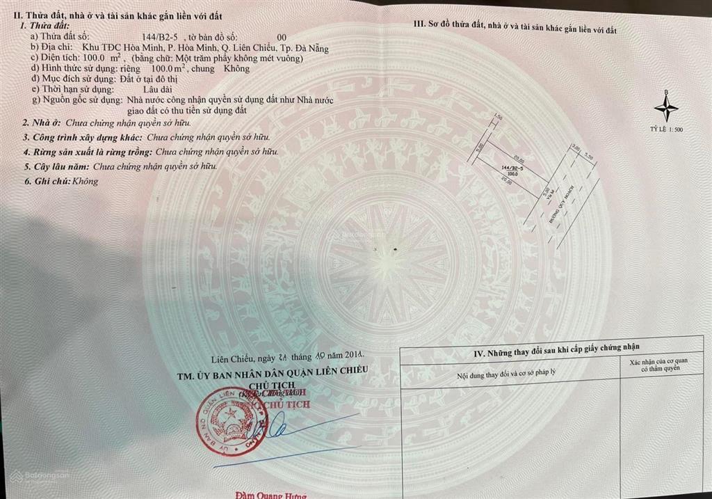 Bán đất đường đỗ năng tế  hoà minh  liên chiểu, giá đầu tư