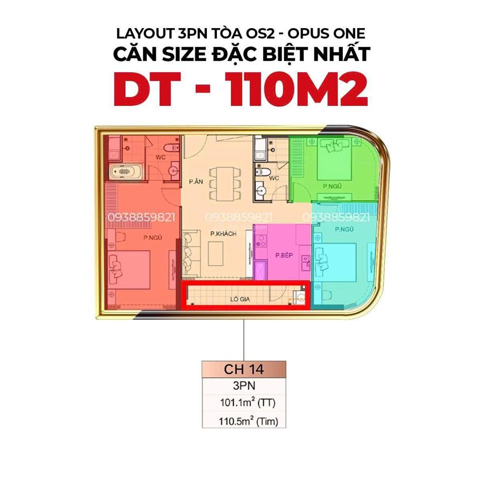 Bán căn 3pn os2 opus one os2.xx.14 110,5m2 chỉ 9,822 tỷ. view hồ, công viên. vinhomes grand park