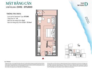 Bán căn studio tầng 42 toà d, soleil ánh dương, view biển, giá gốc, chuẩn bị nhận bàn giao
