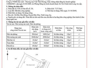 Bán xưởng 7137m. trong kcn đức hoà đông. long an