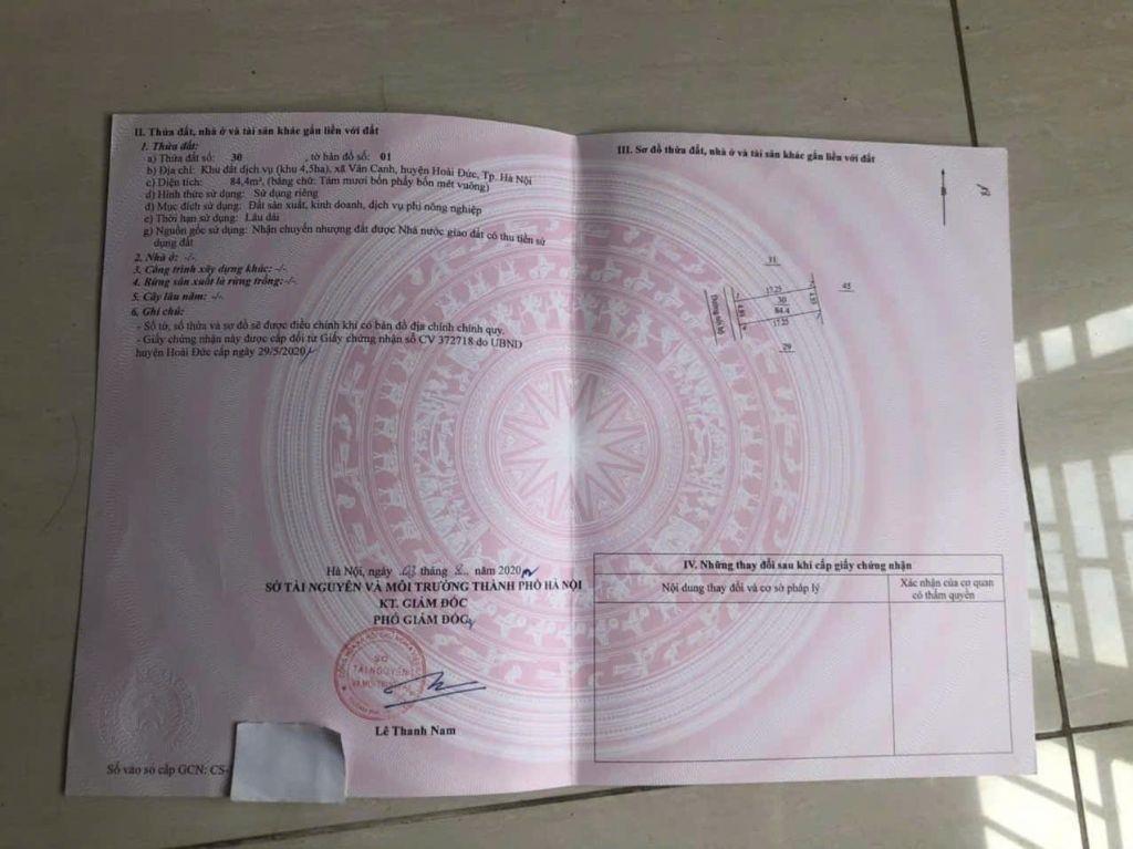 Hàng Hiếm! E bán lô đất dịch vụ vị trí đẹp tại 4.5ha Vân Canh, Hoài Đức, 84m2, MT 4.98m