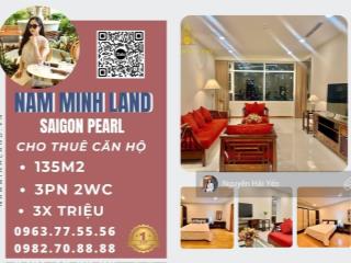 Hải yến 0963 775 *** cho thuê căn hộ saigon pearl 3 phòng ngủ tầng cao, view sông, nội thất đẹp