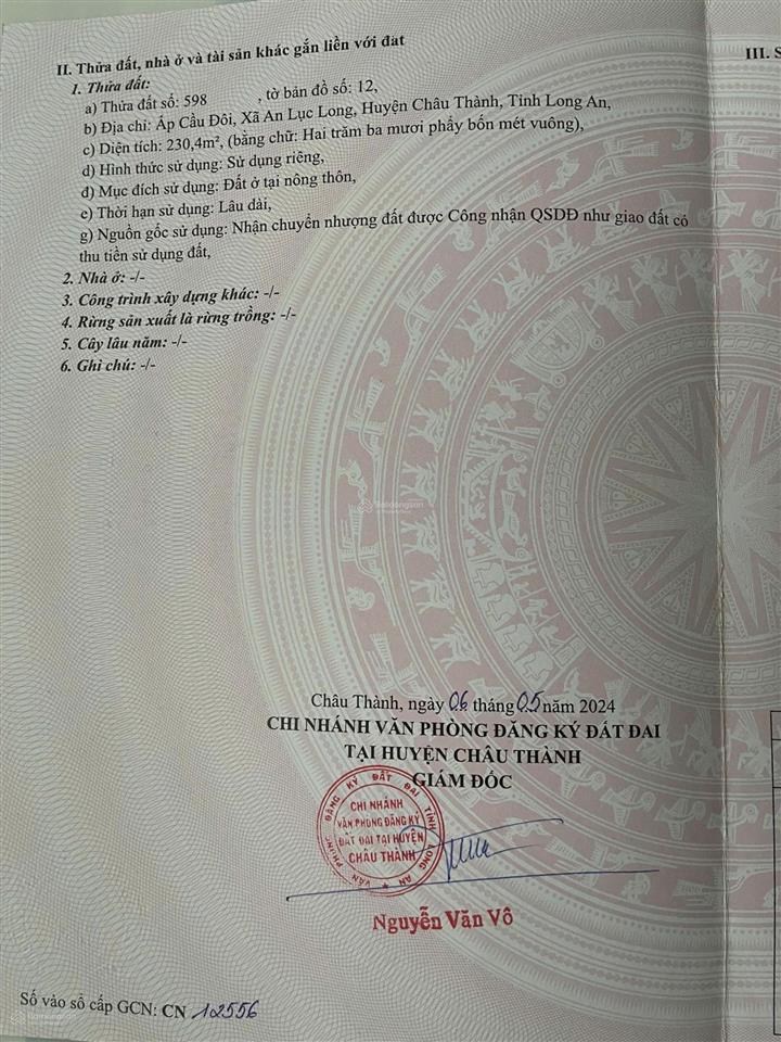 Cần bán gấp đất thổ cư châu thành, long an