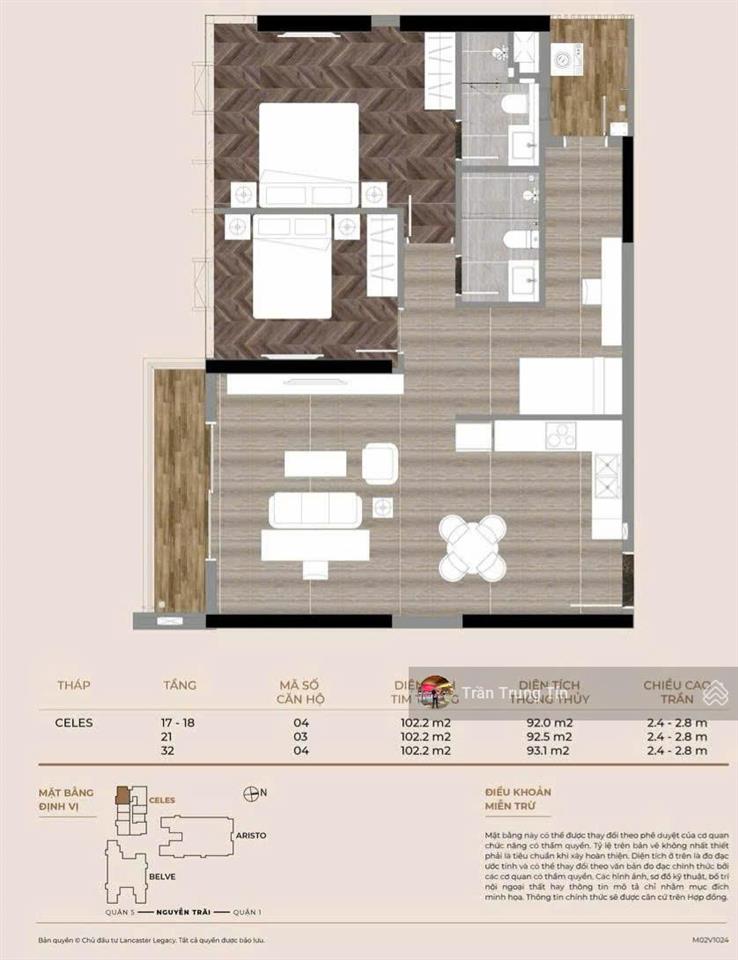 Căn c32.04 lancaster legacy tầng cao, diện tích 106m², giá 35 tỷ