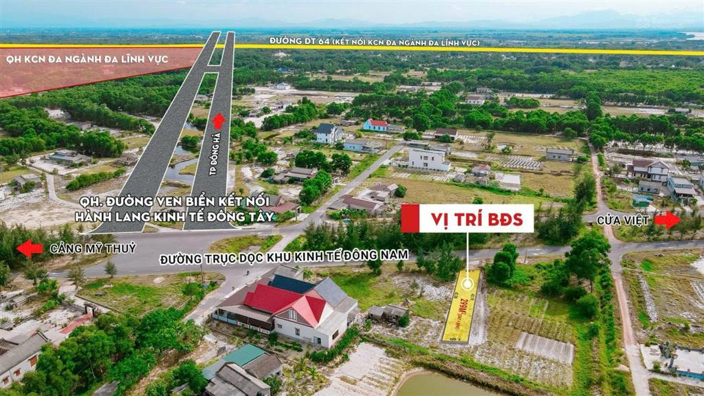 Mặt tiền đường 2 chiều hlkt  300m2 trục chính đường vành đai biển quảng trị rộng 60m