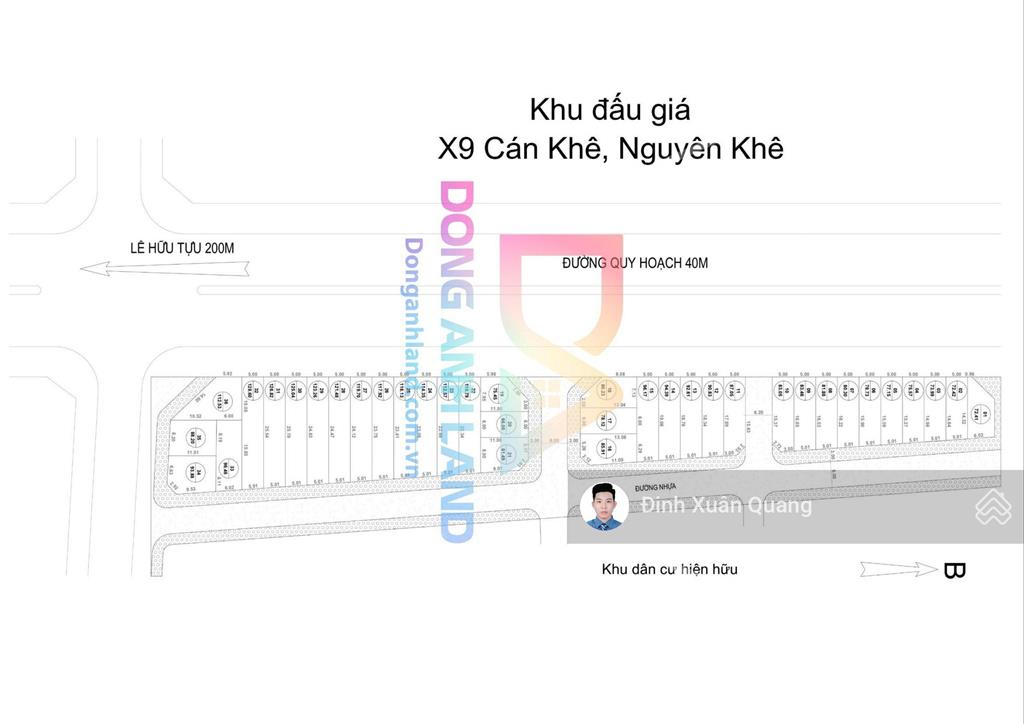 Bán đất đấu giá x9 cán khê, nguyên khê, đông anh mặt đường 40m kinh doanh view công viên