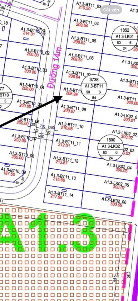 Chính chủ bán lô biệt thự 208m2 khu a thanh ha cienco 5 giá rẻ
