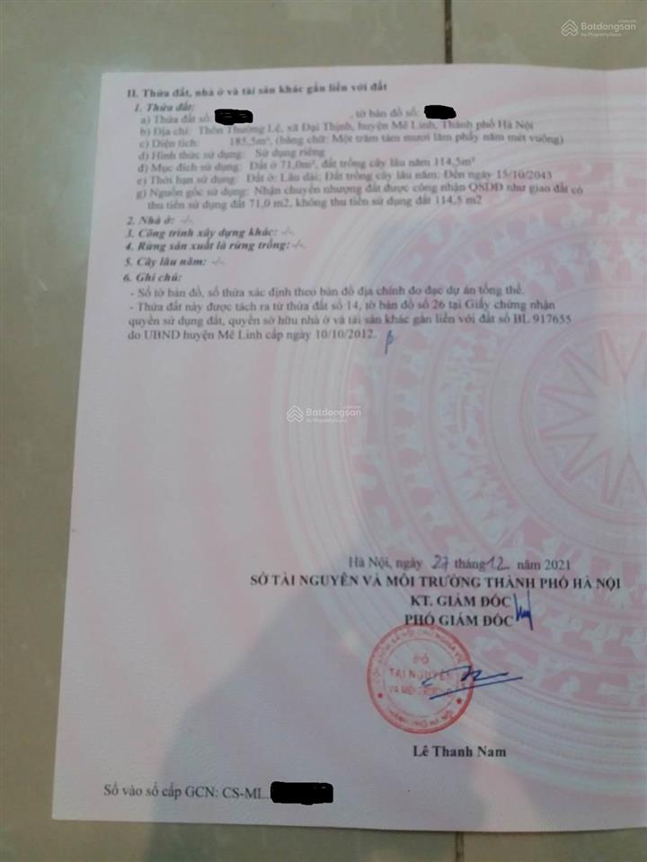 Chính chủ bán đất thổ cư thôn thường lệ, xã đại thịnh, mê linh, hà nội
