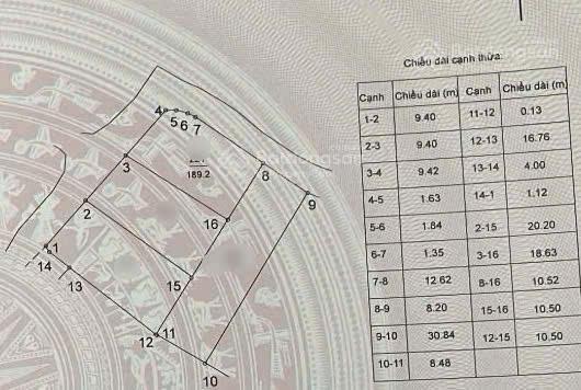 Bán đất lô góc, giá cực chất, 189m2 có 100m2 thổ cư 0394 632 ***