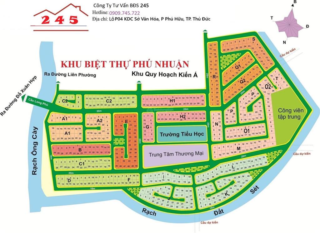 Tin 2 bán đất dự án phú nhuận  view rạch & lô góc đẹp, giá rẻ nhất khu