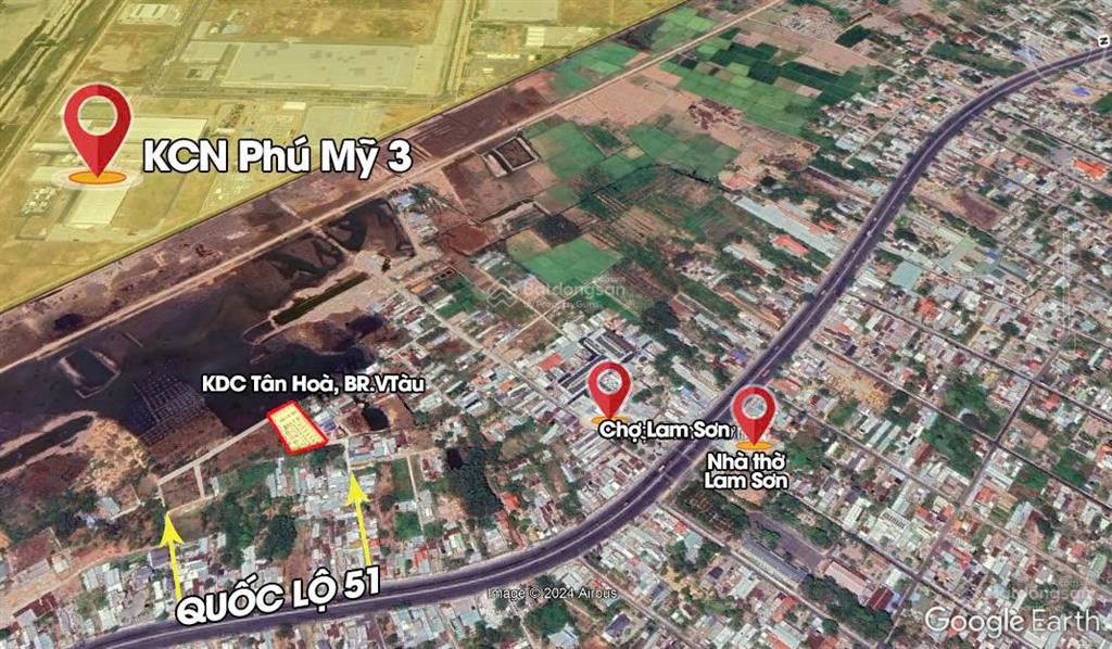 Đất phú mỹ, bà rịa vũng tàu 114m2 thổ cư, cạnh kcn phú mỹ 3