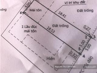 Đất đẹp khu dân cư đông đúc đoạn trung chánh, hm đường đồng tâm, 93m2 (5 x 19)m, shr, 1 tỷ 9