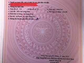 Cần bán lô đất thuộc dự án tái định cư phước an, sổ sẵn hạ tầng mới hoàn thiện xây dựng tự do