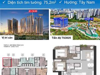 Độc quyền, bán mã căn góc a1.14.03 hoa hậu trong các căn 2pn siêu căn hộ cao cấp eaton park, 75.2m2