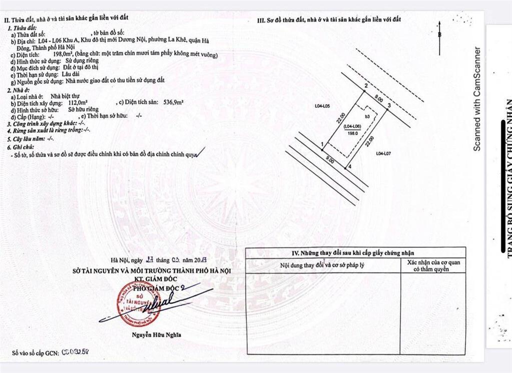 Bán biệt thự m0106 an khang villas, mặt đường ngô thì nhậm lối chính vào aeon nhật bản 0985 242 ***
