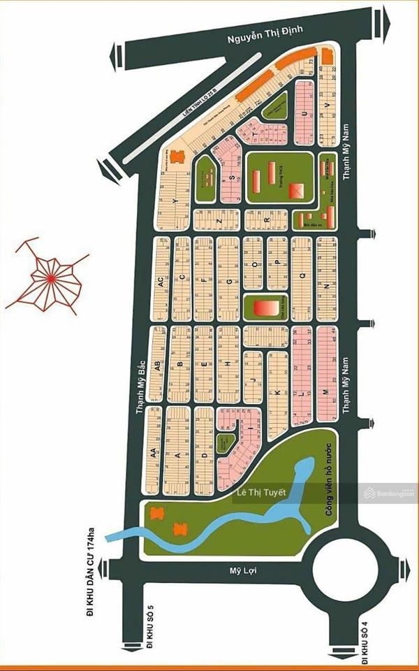 Bán lô đất kdc số 1thạnh mỹ lợi đườngtrương gia mô rộng 40m, giá 164tr/m2, dt 5x18=90m2