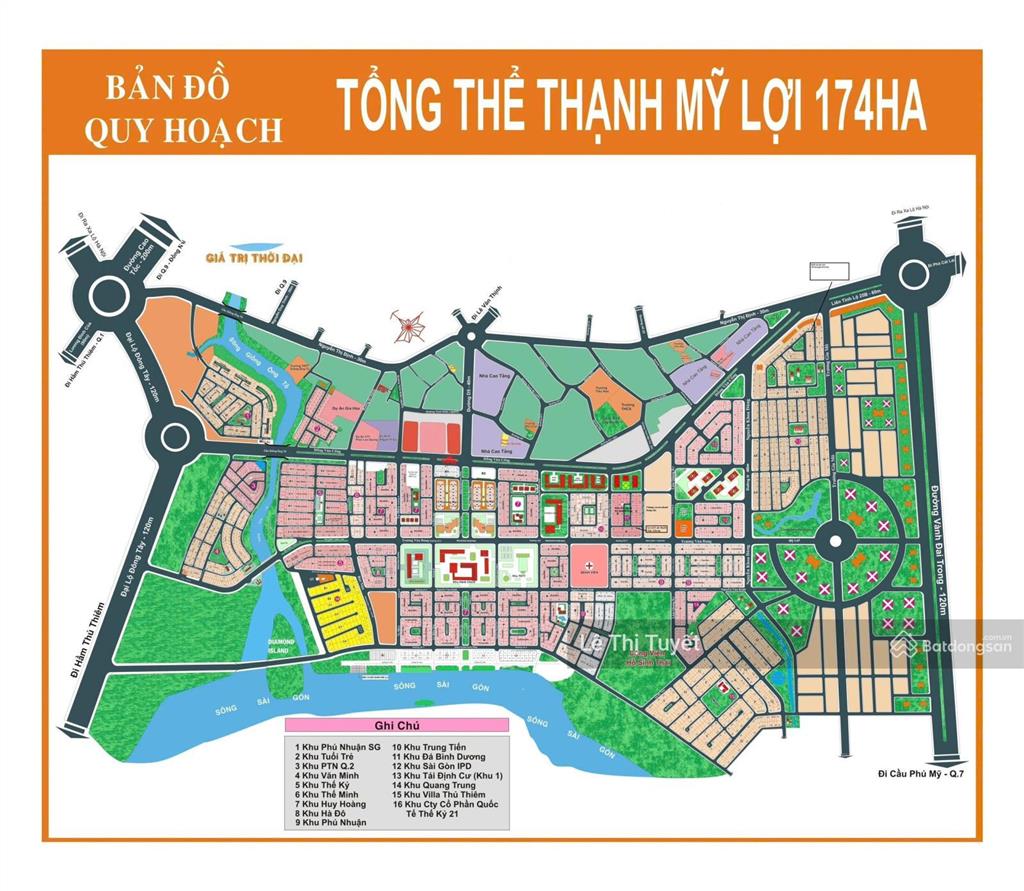 Bán lô đất kdc số 1thạnh mỹ lợi đườngtrương gia mô rộng 40m, giá 164tr/m2, dt 5x18=90m2