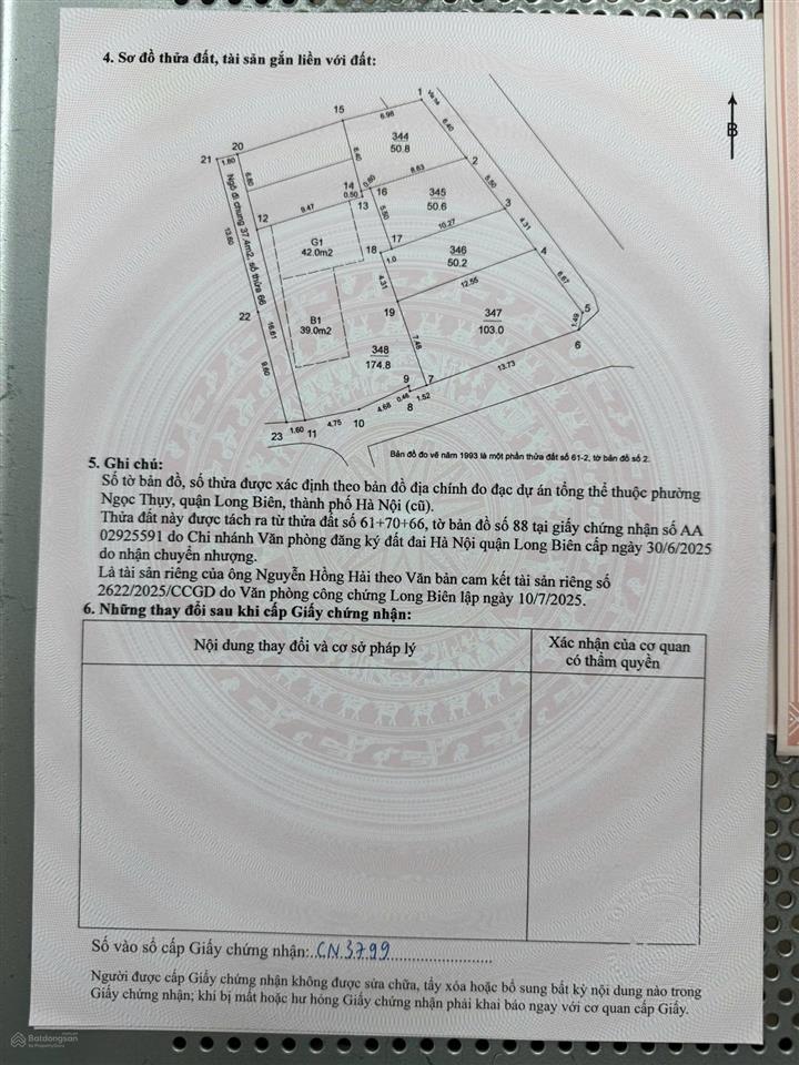 50,2m mặt tiền to, bắc biên, ngọc thụy, qquy hoạch đất ở gpxd 4 tầng 1 tum , sổ đỏ sẵn sàng