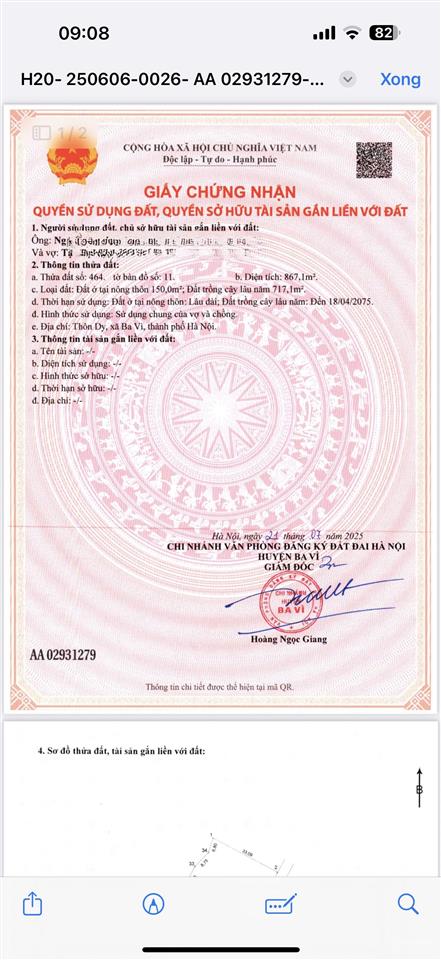 Cần chuyển nhượng lô đất nghỉ dưỡng tại thôn dy minh quang