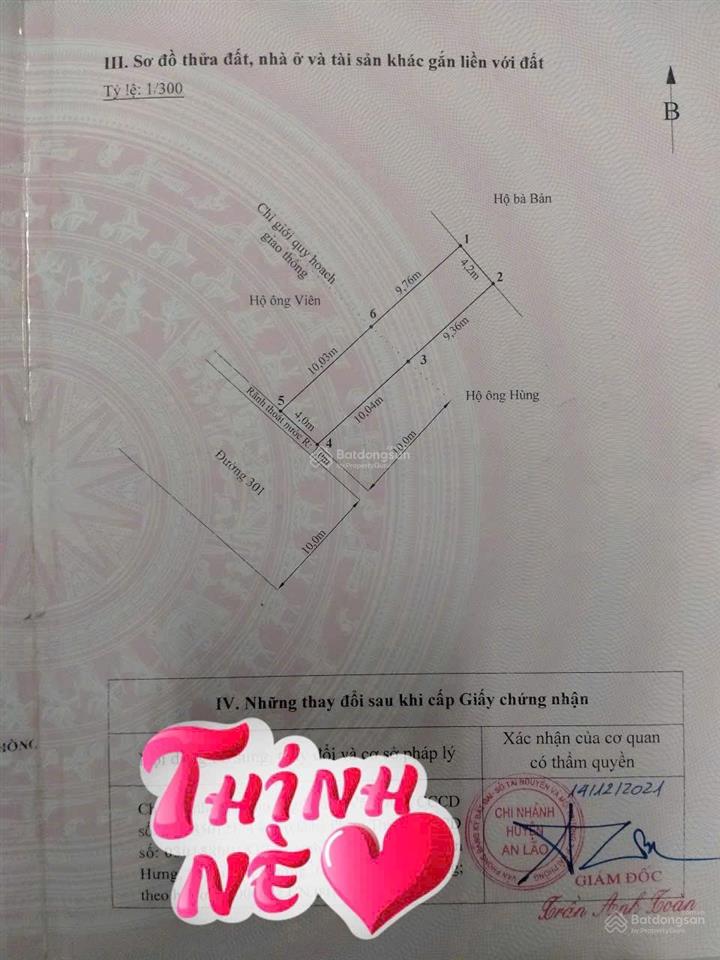 Bán lô đất 80mv chính chủ mặt đường 301 mặt chợ đồng xuân trường thọ an lão hp