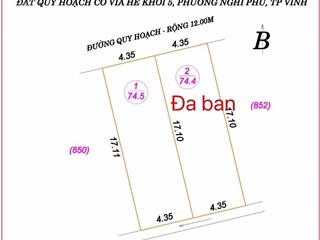 Bán đất tdc xóm 5, xã nghi phú, tp vinh