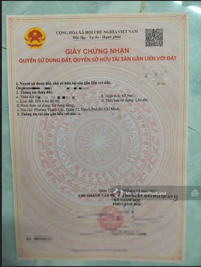 Bán đất tại thạnh lộc 37, 3,9 tỷ, 70m2, quận 12, hcm  0919 036 ***