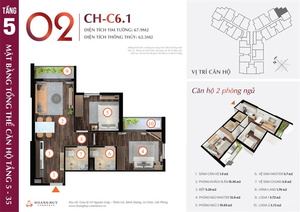Bán nhanh căn góc 2n2wc toà tulip 68m2 tại hoàng huy commerce giá rẻ nhất thị trường giá chỉ 2 tỷ