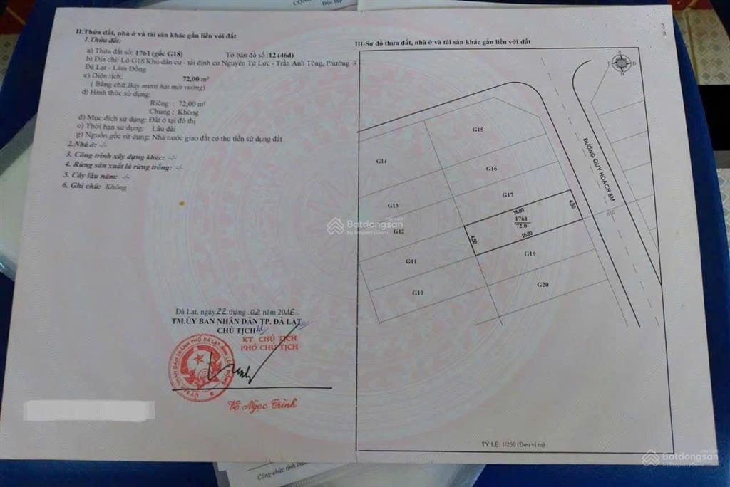 Bán lô đất g18 khu dân cư & tái định cư nguyễn tử lực trần anh tông, phường 8, tp. đà lạt