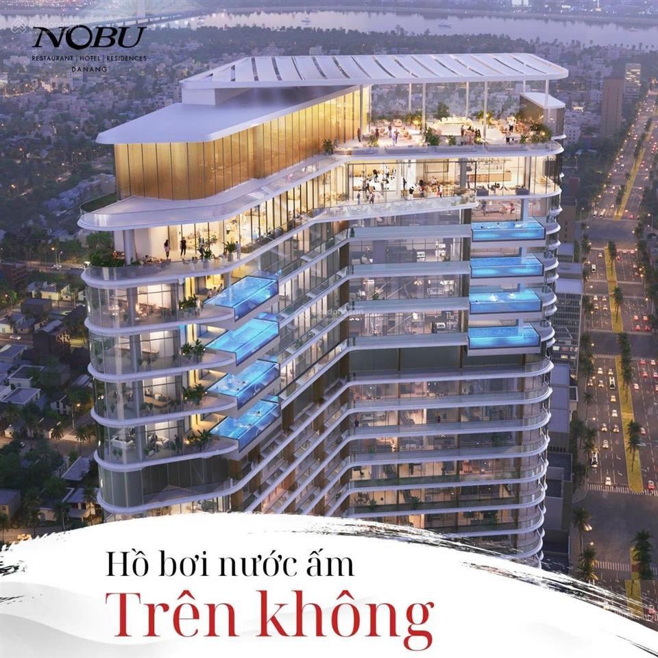 Sky villas bản giới hạn có hồ bơi nước ấm nằm ở tầng 40 dự án nobu đà nẵng, dt 288m2, giá 45 tỷ