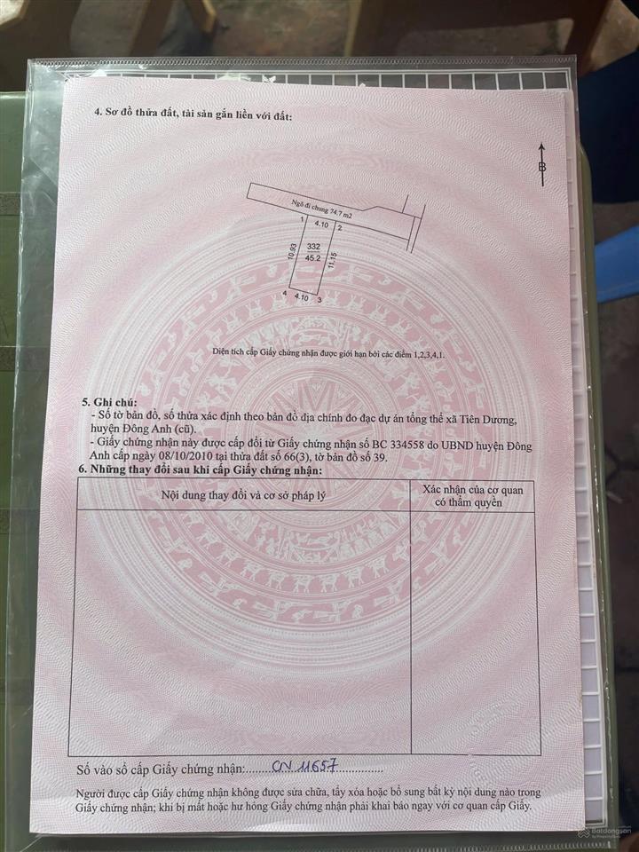 Hàng nóng. 4.1 tỷ sở hữu 46m2 cổ dương, sát thành phố thông minh, sát thị trấn, giá đầu tư