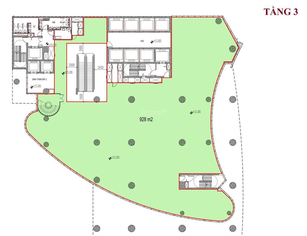 Brg diamond park plaza  16 láng hạ, vp hạng a cho thuê 500m2 giá thuê 676 nghìn/m2/th