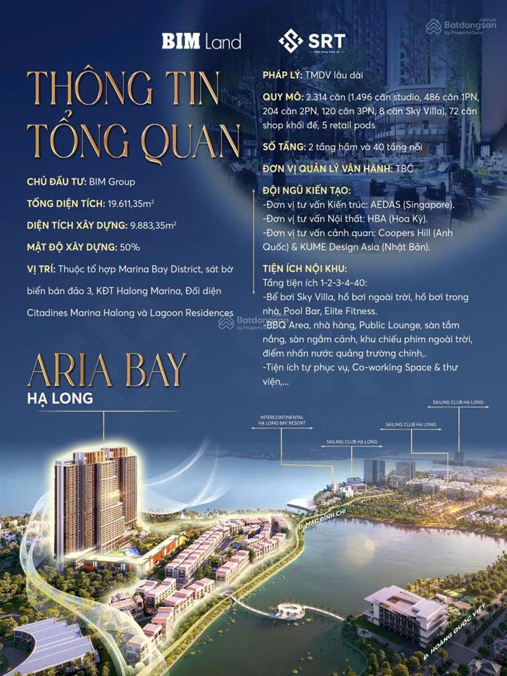 Bán căn 1pn tầng cao view vịnh di sản tại aria bay trung tâm du lịch dt 51,7m2, giá 4,1 tỷ