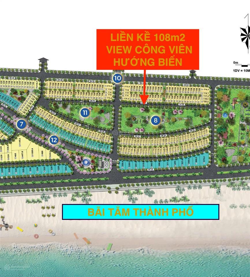 Cắt lỗ đất liền kề view công viên, hướng biển giá đầu tư, đã có sổ đỏ