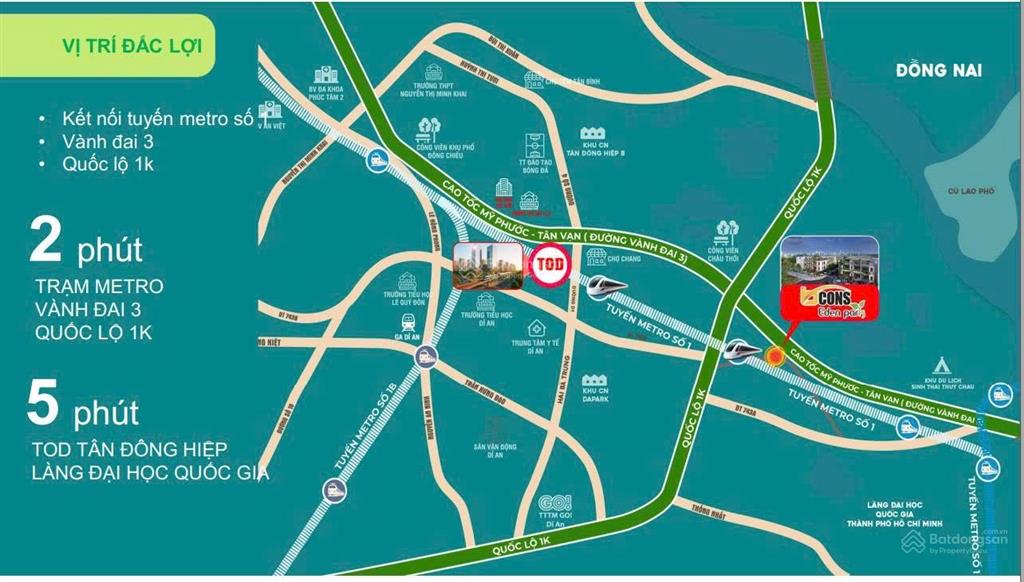 Bcons eden park bình thung với 1.5 tỷ cách metro 300m giá tốt đầu tư, nhà phố liền kề, vay 70%