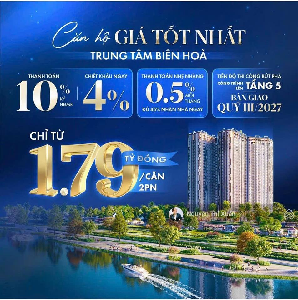 Bán căn hộ giá f0 từ cđt chỉ 1.86 tỷ/căn 2 pn mới 100% tại trung tâm biên hòa, liền kề aeon mall