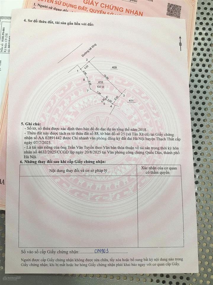 Chính chủ bán 137m2 tân xã đất đường ô to tránh giá 7.5 tỷ