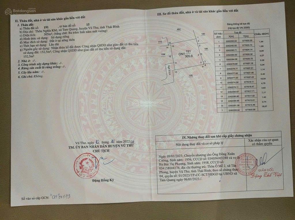 Bán nhanh nhà 1 tầng 305m2 tam quang  vũ thư ô tô vào tận sân