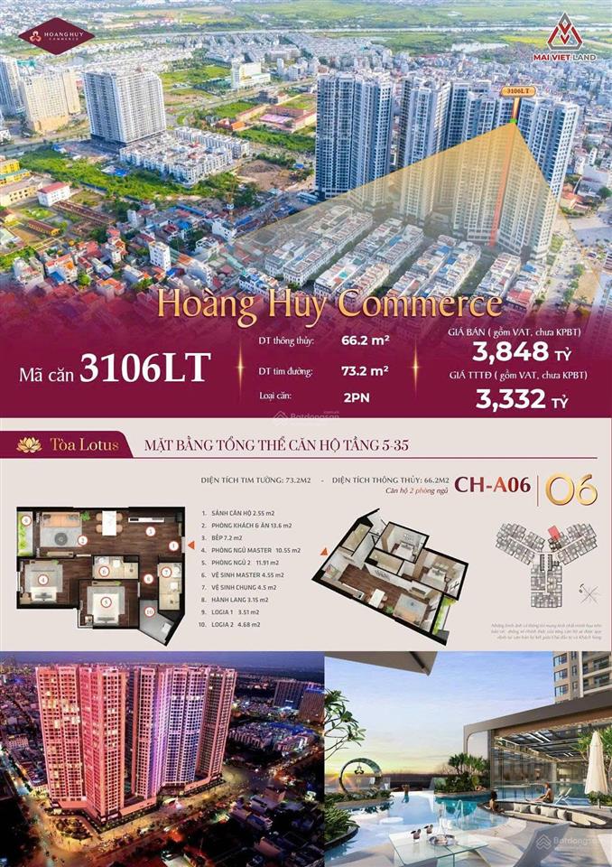 Chính chủ chuyển nhượng căn hộ 3106 lotus, hoàng huy commerce