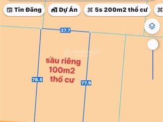 2sào9 thổ cư 100m2 vườn sầu riêng thái. gần nhựa xe buýt mặt tiền bê tông 37m. đường thông