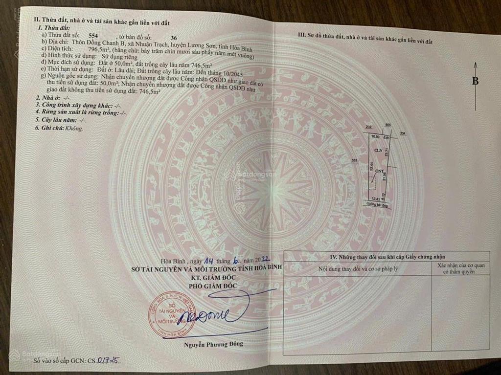 Cân bán mảnh đất tại thôn đồng chanh xã nhuận trạch, lương sơn, hoà bình