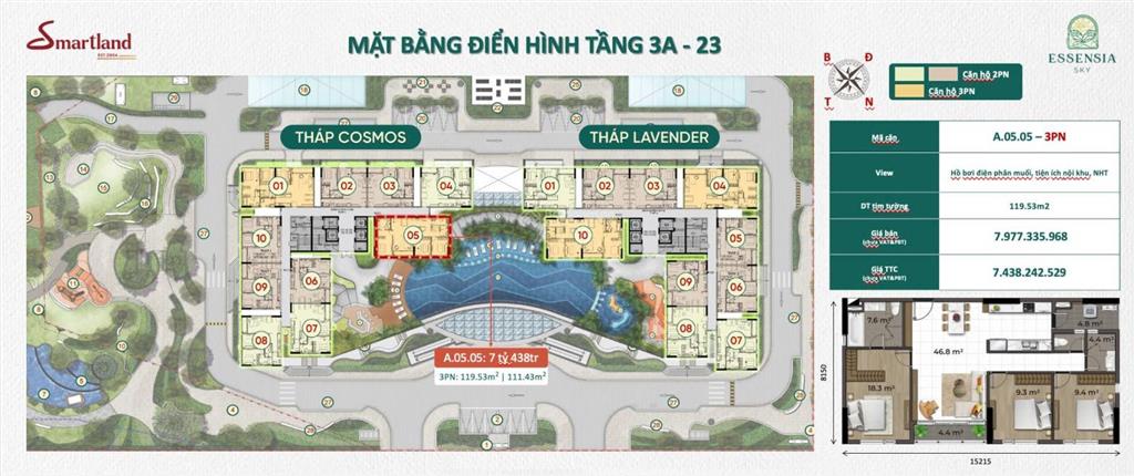 Chính chủ bán căn hộ 3pn essensia sky phú long view hồ bơi cực đẹp, 0937 911 ***