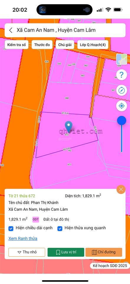 Cam an nam | 1.829m² | 43m mt | qh 2045 đất ở giữ lại | 2 tỷ 700