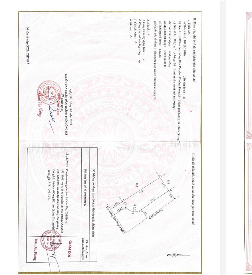 Bán đất 381m2 tại hàn thuyên, đông lương, đông hà, quảng trị, giá 3,55 tỷ